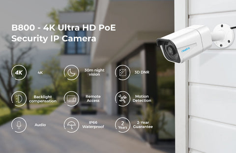 Image of 4K ip camera PoE outdoor nightvision IP66 waterproof audio bullet 8MP security camera B800