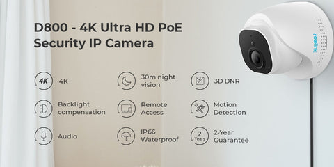 Image of 4K security camera PoE outdoor nightvision IP66 waterproof audio dome 8MP ip camera D800