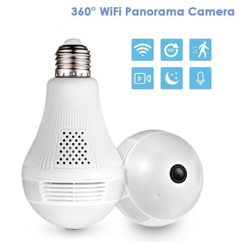 Image of LED Light 960P Wireless Panoramic Home Security WiFi CCTV Fisheye Bulb Lamp IP Camera 360 Degree Home Security Burglar