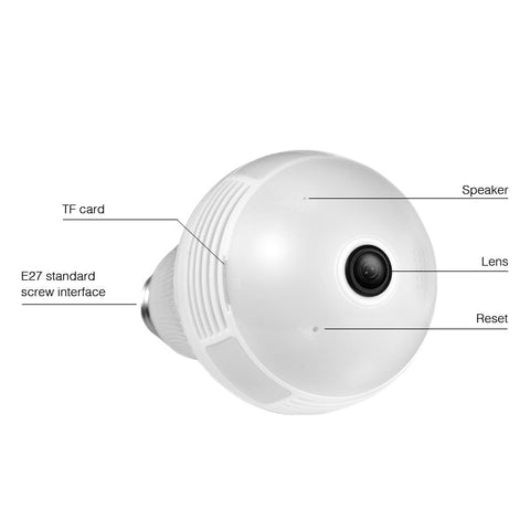 Image of LED Light 960P Wireless Panoramic Home Security WiFi CCTV Fisheye Bulb Lamp IP Camera 360 Degree Home Security Burglar