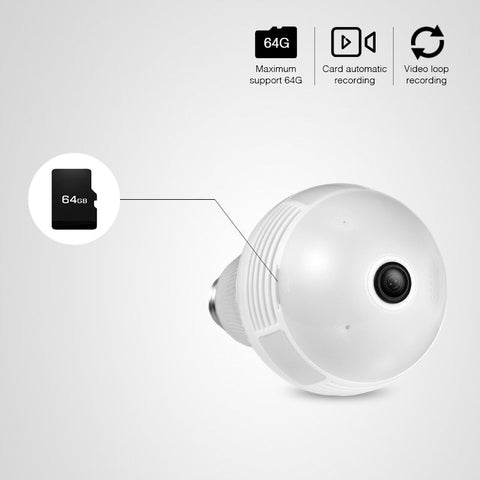 Image of LED Light 960P Wireless Panoramic Home Security WiFi CCTV Fisheye Bulb Lamp IP Camera 360 Degree Home Security Burglar