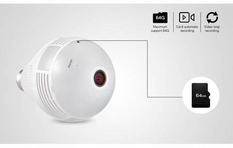 Image of LED Light 960P Wireless Panoramic Home Security WiFi CCTV Fisheye Bulb Lamp IP Camera 360 Degree Home Security Burglar