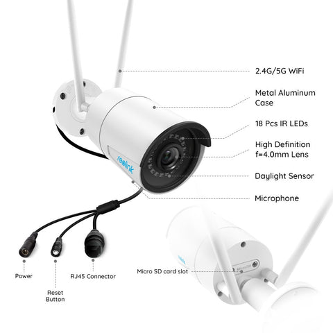 Image of RLC-410W Security Camera 4MP 2.4G/5Ghz WiFi Onvif infrared night vision IP66 waterproof bullet outdoor indoor surveillan