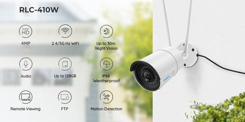 Image of RLC-410W Security Camera 4MP 2.4G/5Ghz WiFi Onvif infrared night vision IP66 waterproof bullet outdoor indoor surveillan